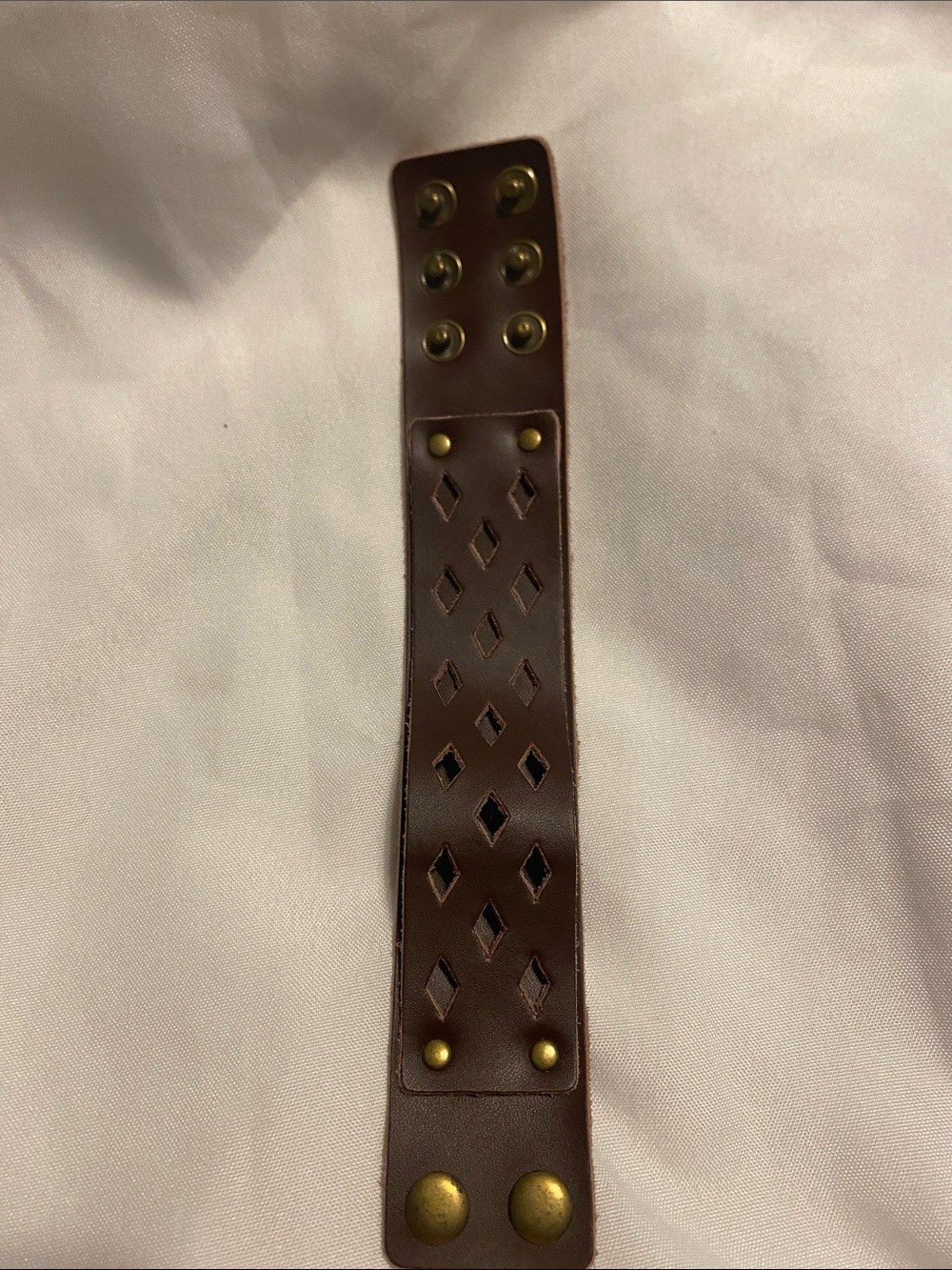 paparazzi Brown Leather Snap Cuff Bracelet with Diamond Cutouts